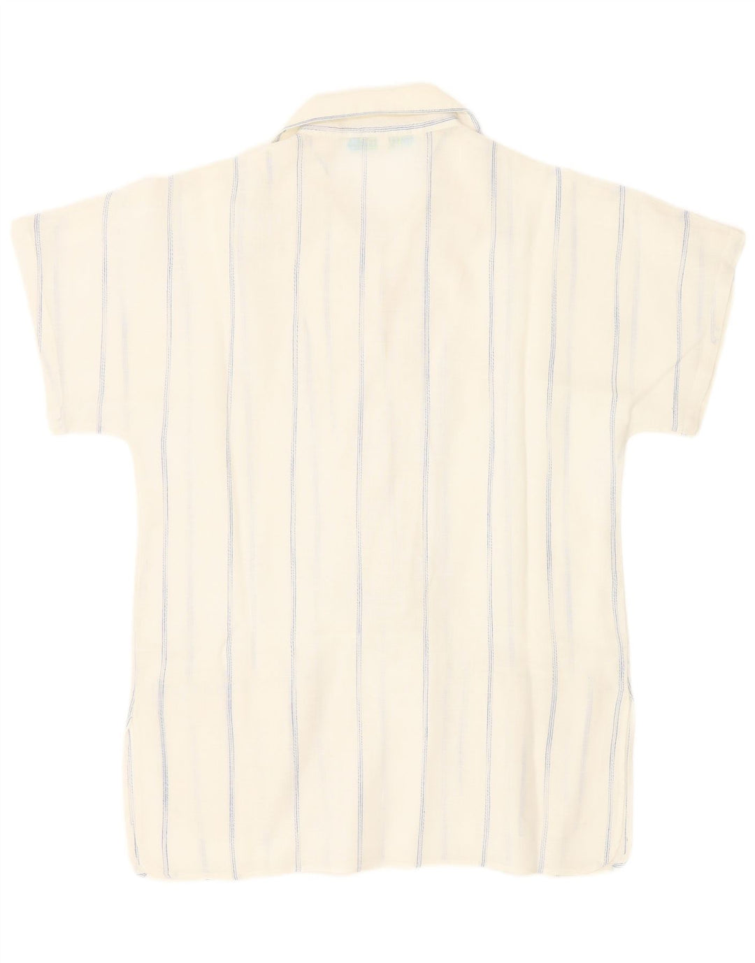Camicia pullover a maniche corte da donna Cacharel UK 12 gessato bianco medio