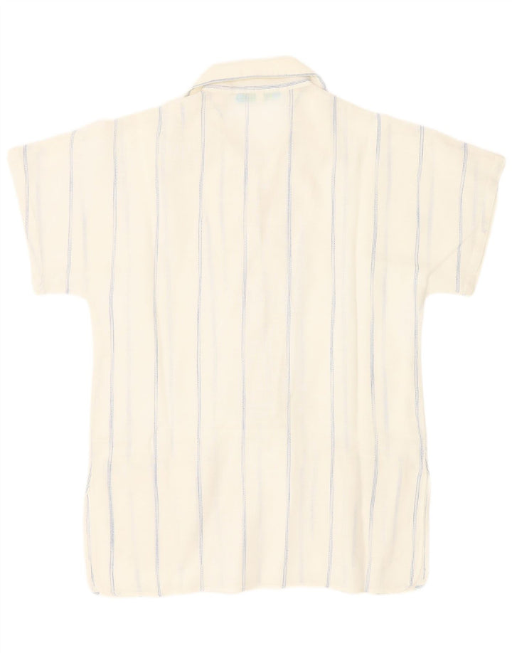Camicia pullover a maniche corte da donna Cacharel UK 12 gessato bianco medio