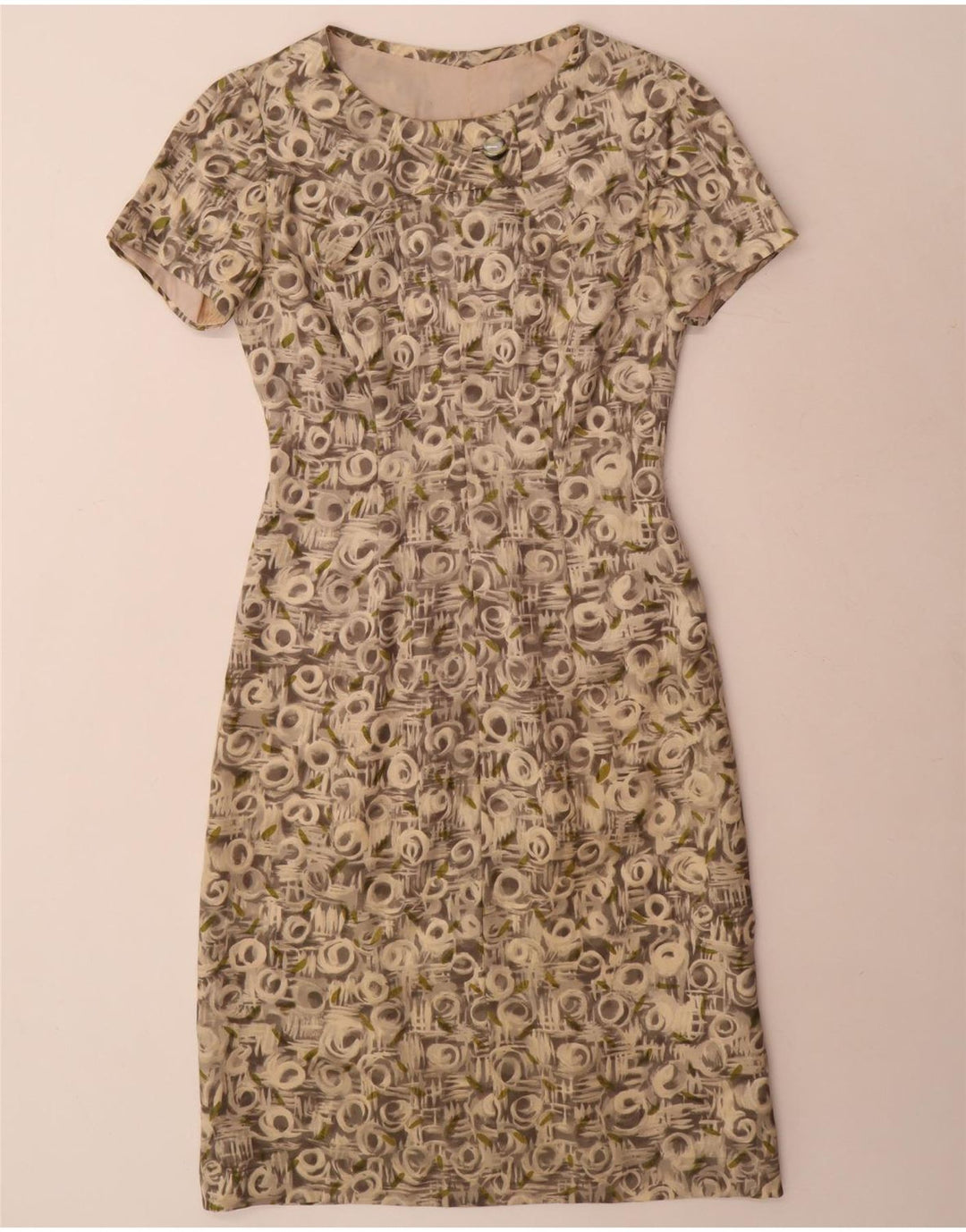 Set da 2 pezzi con maniche a 3/4 e motivo astratto vintage da donna UK 12 Grigio medio