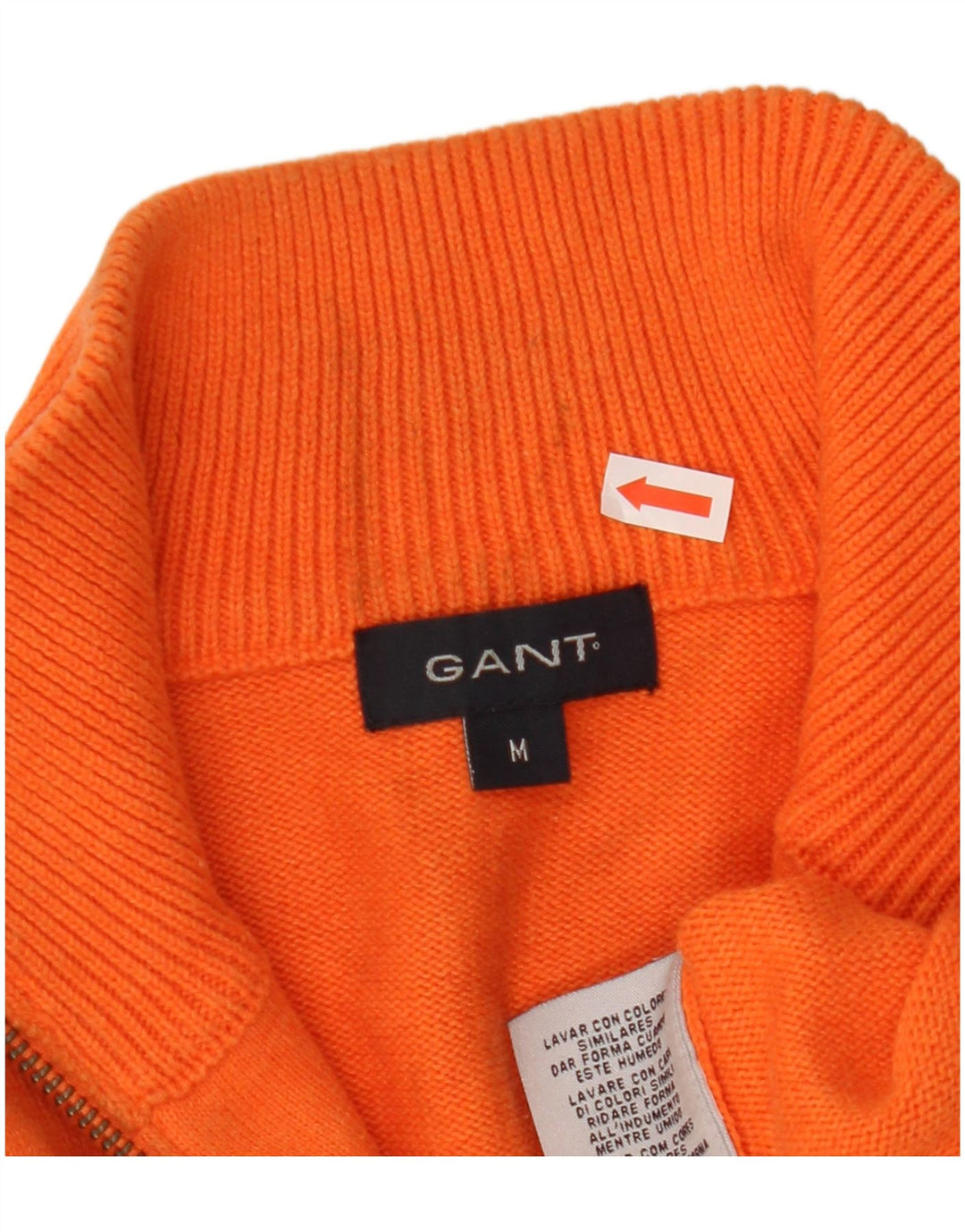 GANT Mens Zip Neck Jumper Sweater Medium Orange Cotton