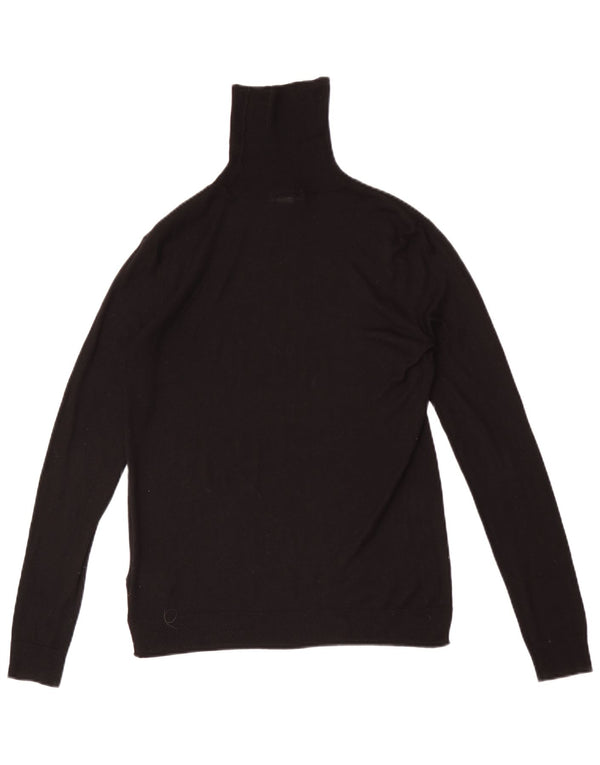 Basic Womens Roll Neck Jumper Sweater UK 10 Small Black Acrylic