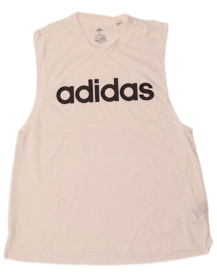 Canotta grafica da donna ADIDAS UK 16/18 grande poliestere bianco