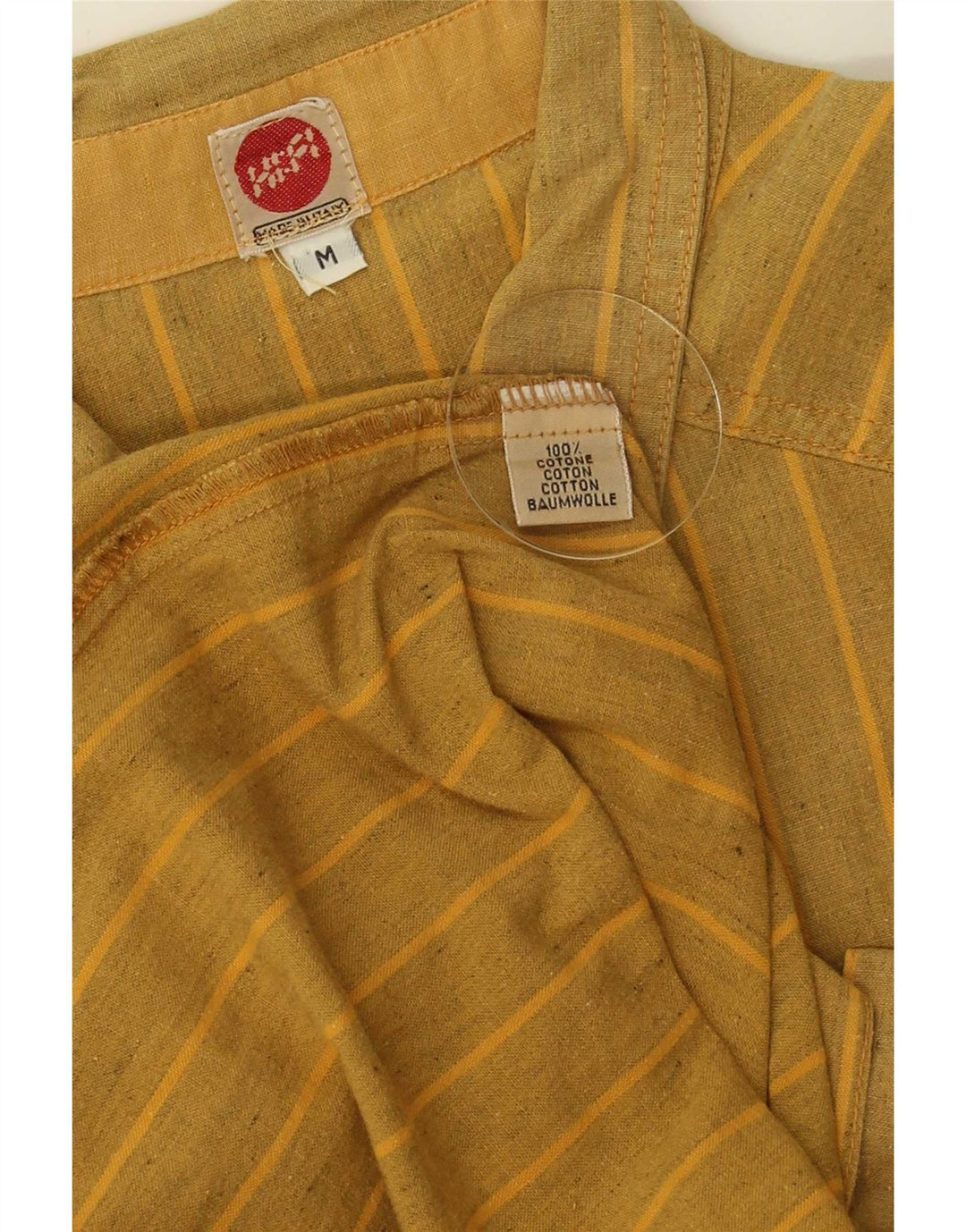 Camicia vintage da uomo in cotone a righe gialle medie