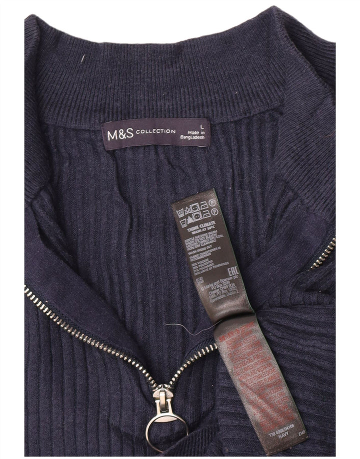 Maglione da donna Marks & Spencer con zip e collo UK 16 grande blu navy