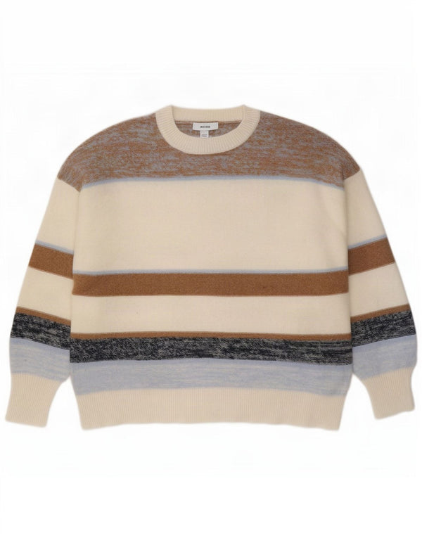 Maglione da uomo girocollo Reiss in lana a righe grandi multicolori