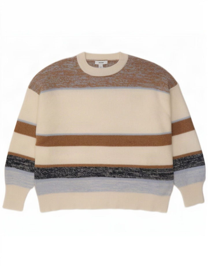 Maglione da uomo girocollo Reiss in lana a righe grandi multicolori