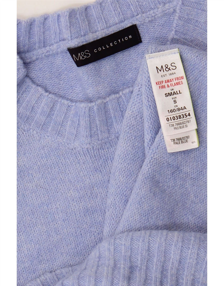 Maglione maglione girocollo da donna Marks & Spencer UK 10 piccolo acrilico blu