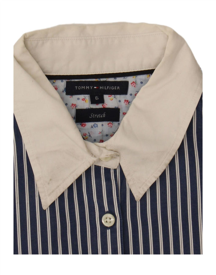 TOMMY HILFIGER Womens Shirt US 6 Medium Navy Blue Striped Cotton Vintage Tommy Hilfiger and Second-Hand Tommy Hilfiger from Messina Hembry 