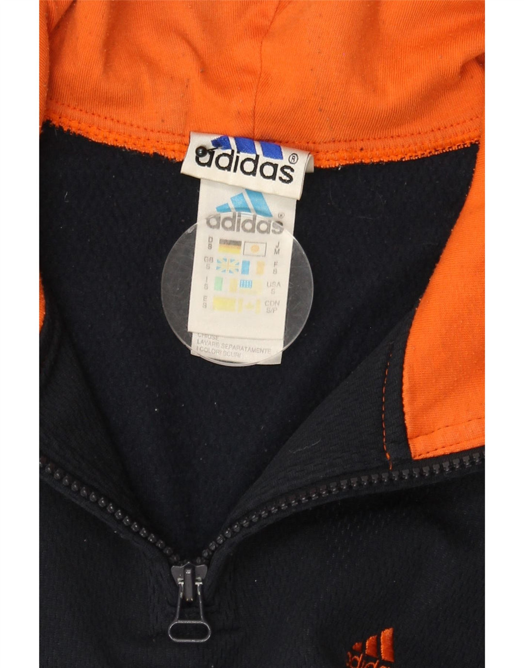 ADIDAS Mens Zip Neck Hoodie Jumper Small Navy Blue Polyester