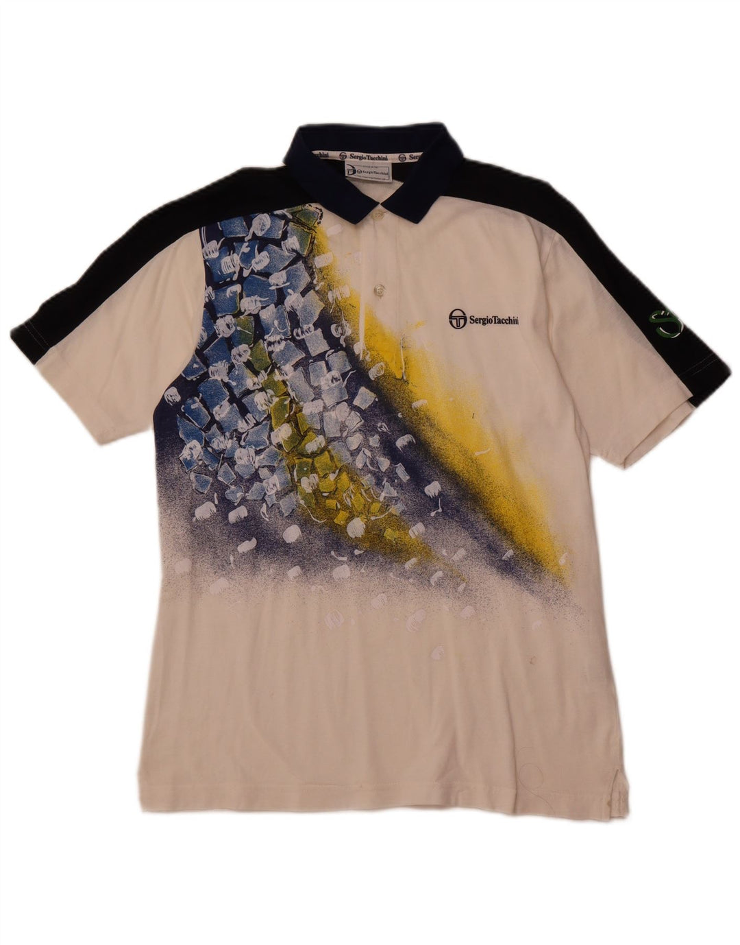 SERGIO TACCHINI Polo grafica da uomo piccola in cotone color block bianco