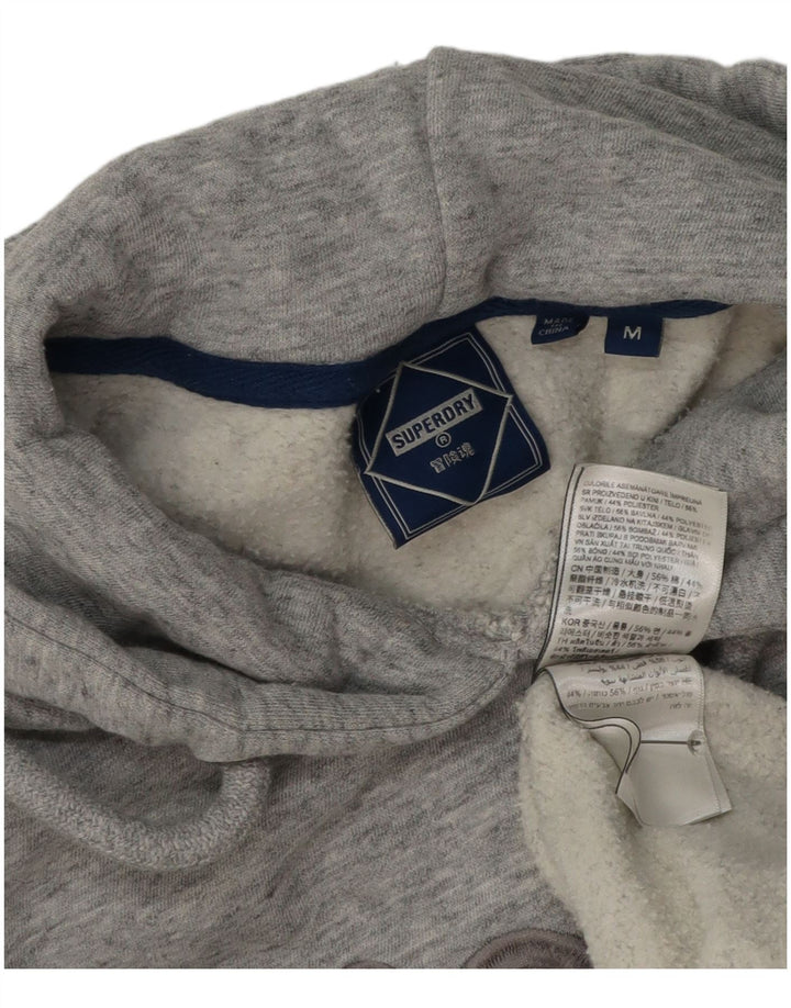 Maglione con cappuccio grafico da uomo Superdry in cotone chiazzato grigio medio