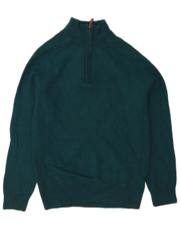 Crew Clothing Maglione da donna con collo con zip UK 12 Lana merino verde medio