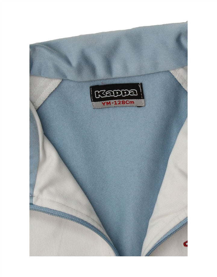 KAPPA Boys Tracksuit Top Jacket 7-8 Years Blue Colourblock Polyester Vintage Kappa and Second-Hand Kappa from Messina Hembry 