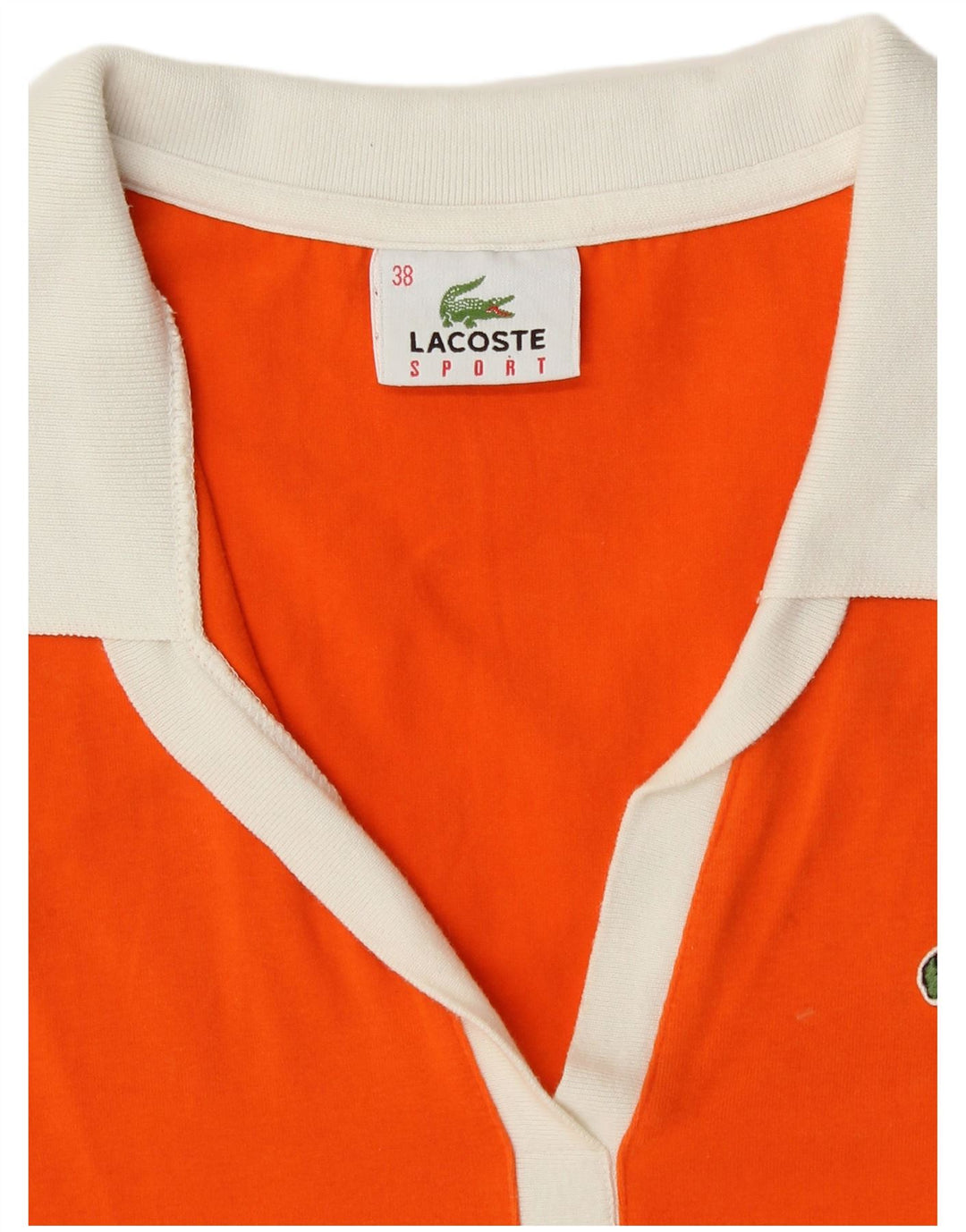 Polo senza maniche da donna LACOSTE taglia 38 color block arancione medio