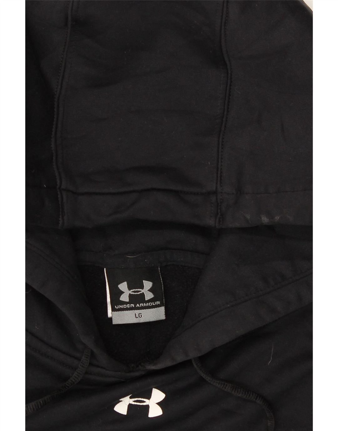 UNDER ARMOUR Mens Graphic Hoodie Jumper Large Black Polyester Vintage Under Armour and Second-Hand Under Armour from Messina Hembry 