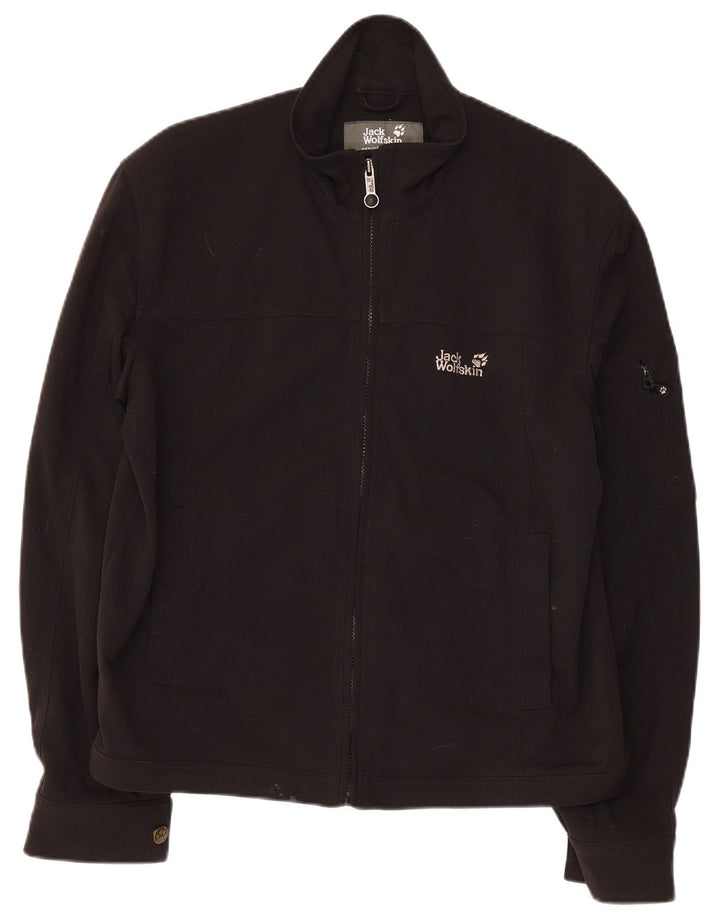 JACK WOLFSKIN Giacca antipioggia da uomo UK 36/38 Medium Nero Poliammide