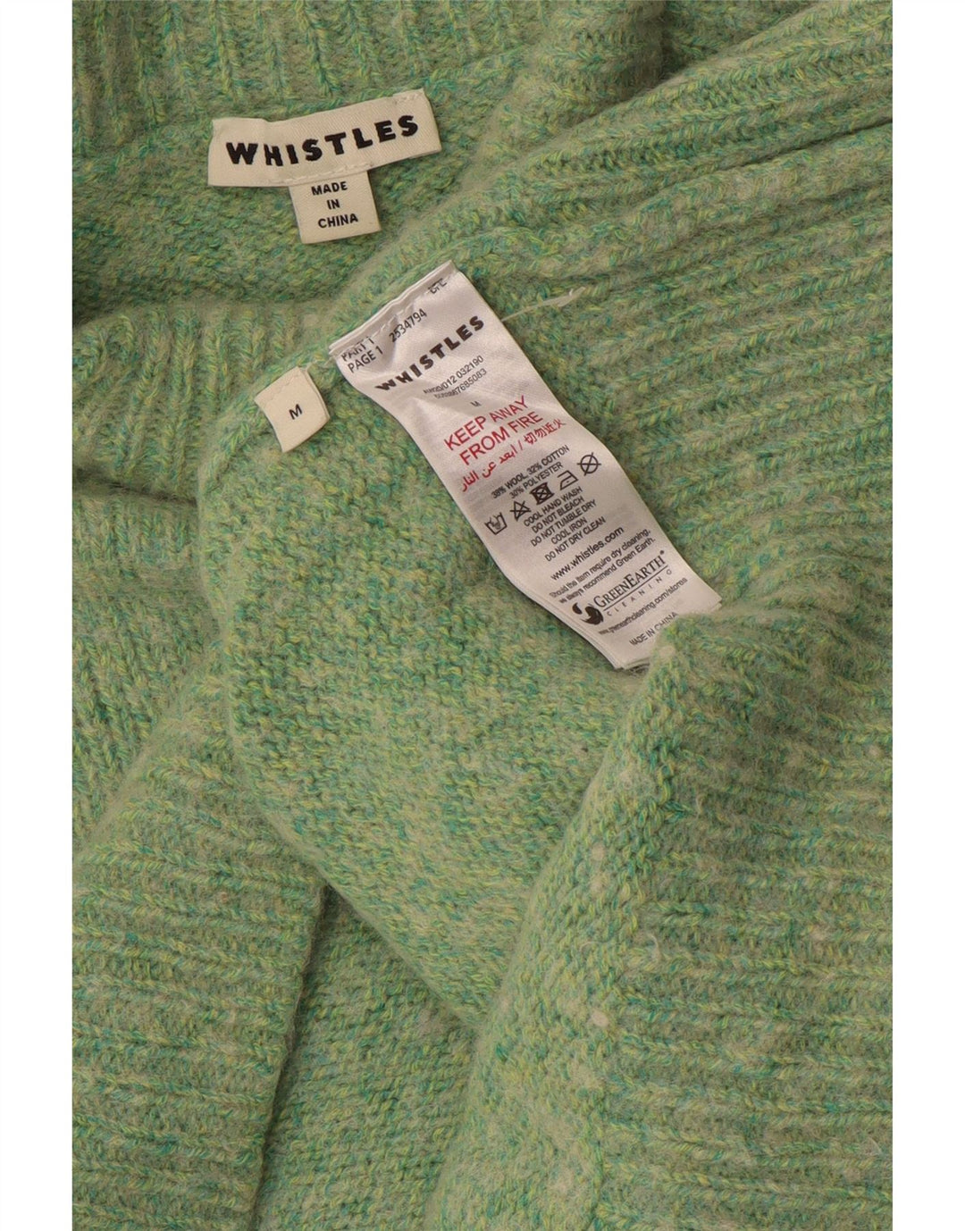 Maglione da donna a collo alto Whistles UK 14 verde medio screziato