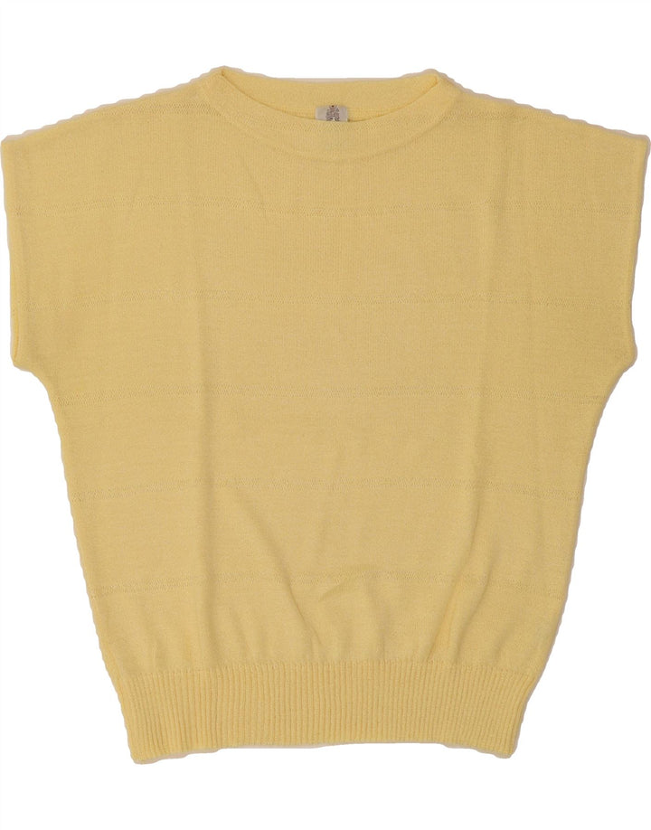 VINTAGE Womens Vest Tank Top UK 16 Large Yellow Polyacrylic Vintage Vintage and Second-Hand Vintage from Messina Hembry 