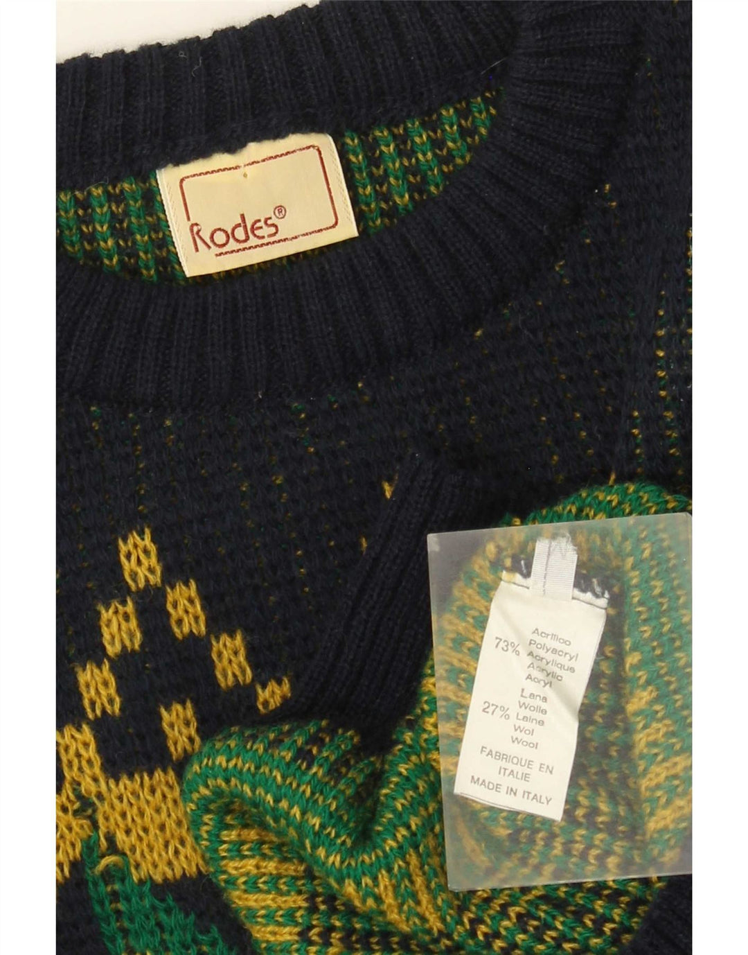 Maglione maglione girocollo da uomo Rodes medio acrilico geometrico blu navy