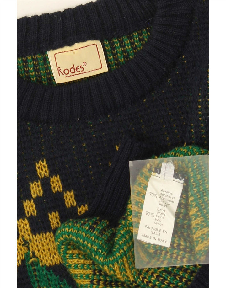 Maglione maglione girocollo da uomo Rodes medio acrilico geometrico blu navy