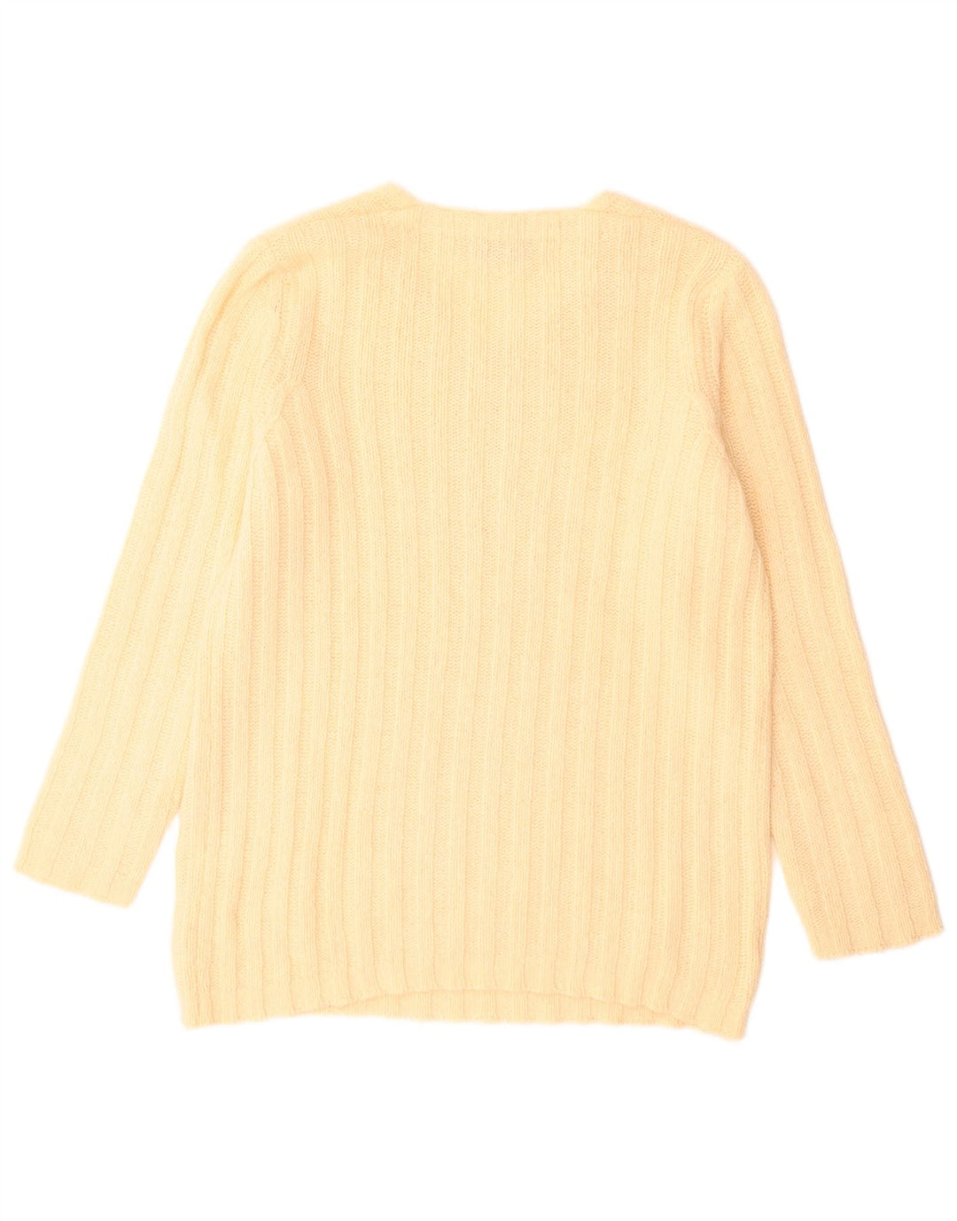 Maglione maglione da donna con scollo a V Stefanel UK 14 grande giallo