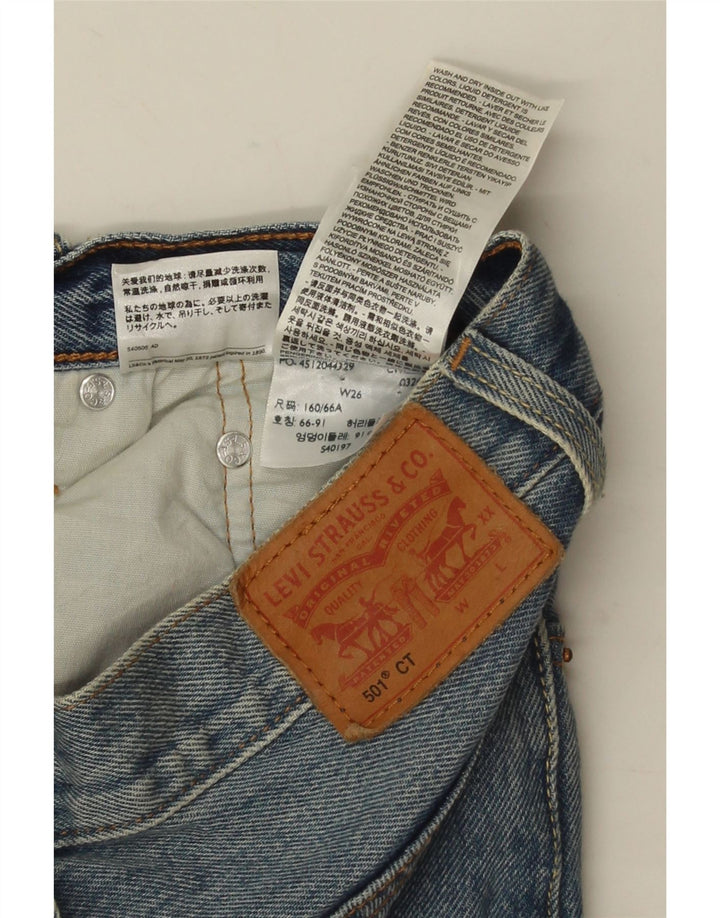 LEVI'S Pantaloncini di jeans 501 da donna W26 piccoli in cotone maculato blu