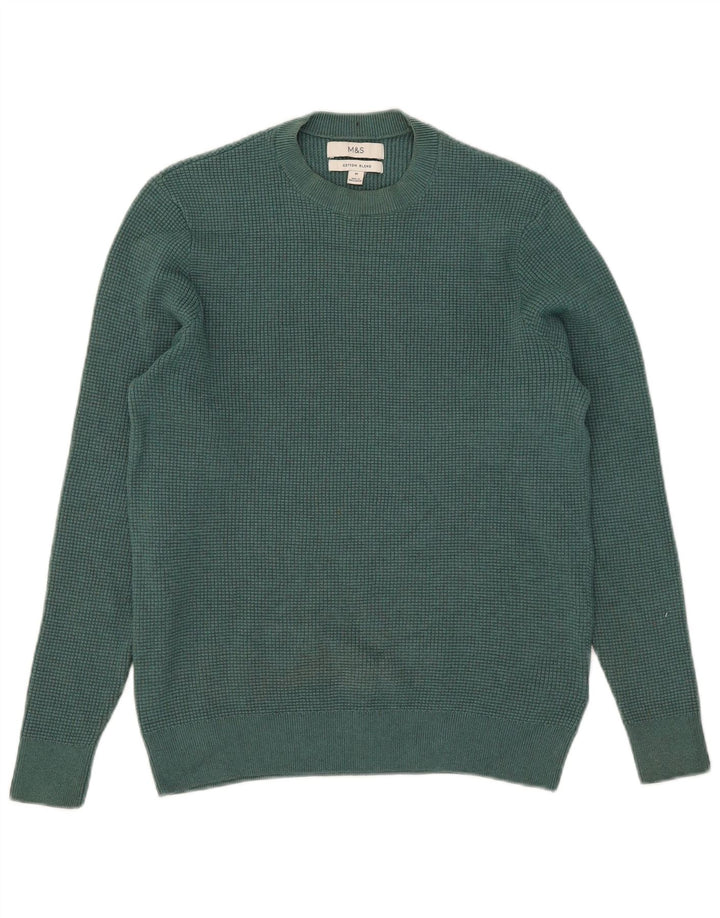 Maglione maglione girocollo da uomo Marks & Spencer verde medio poliestere