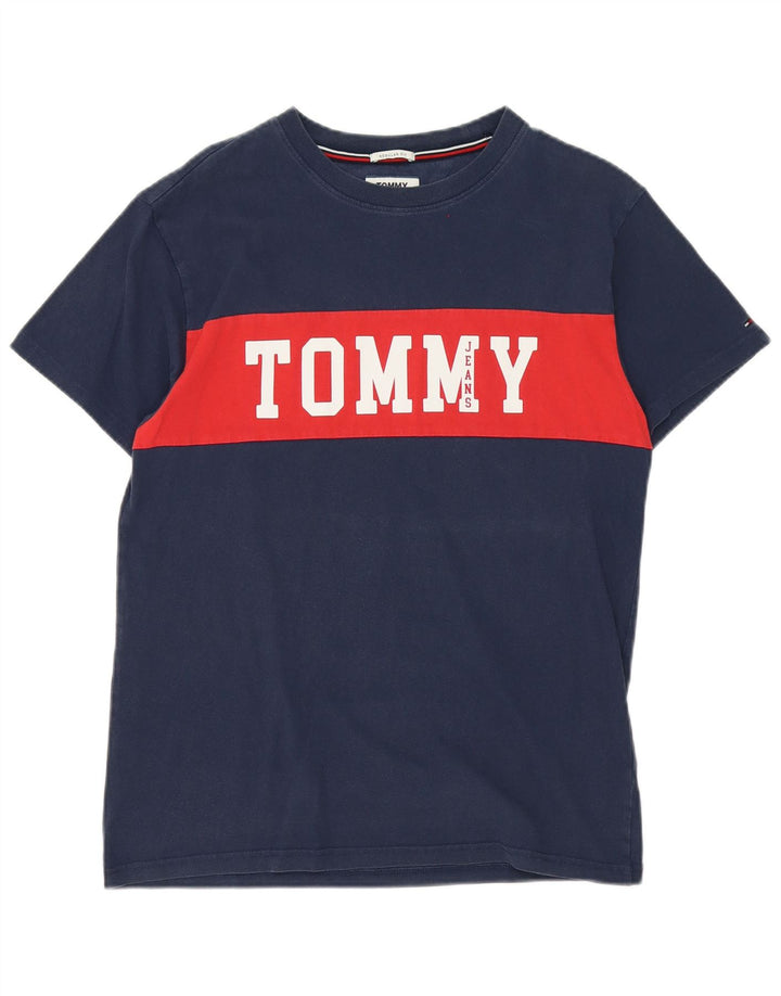 T-shirt grafica da uomo Tommy Hilfiger Top color block blu navy medio