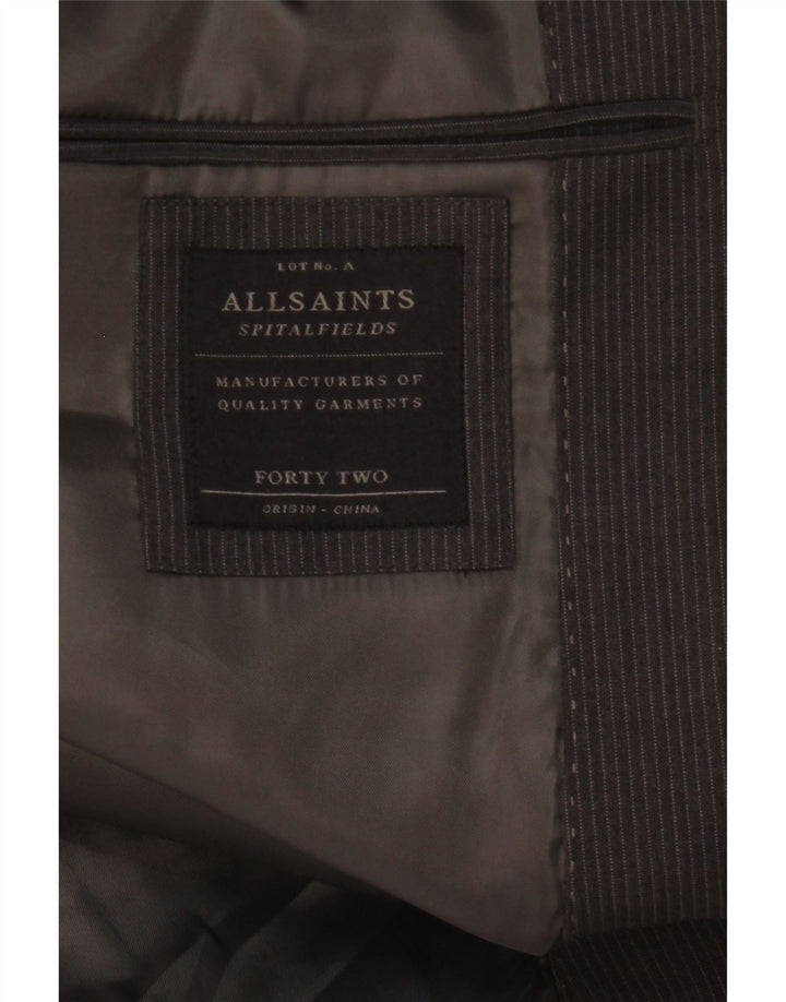 Giacca blazer a 2 bottoni da uomo All Saints UK 42 XL gessato grigio