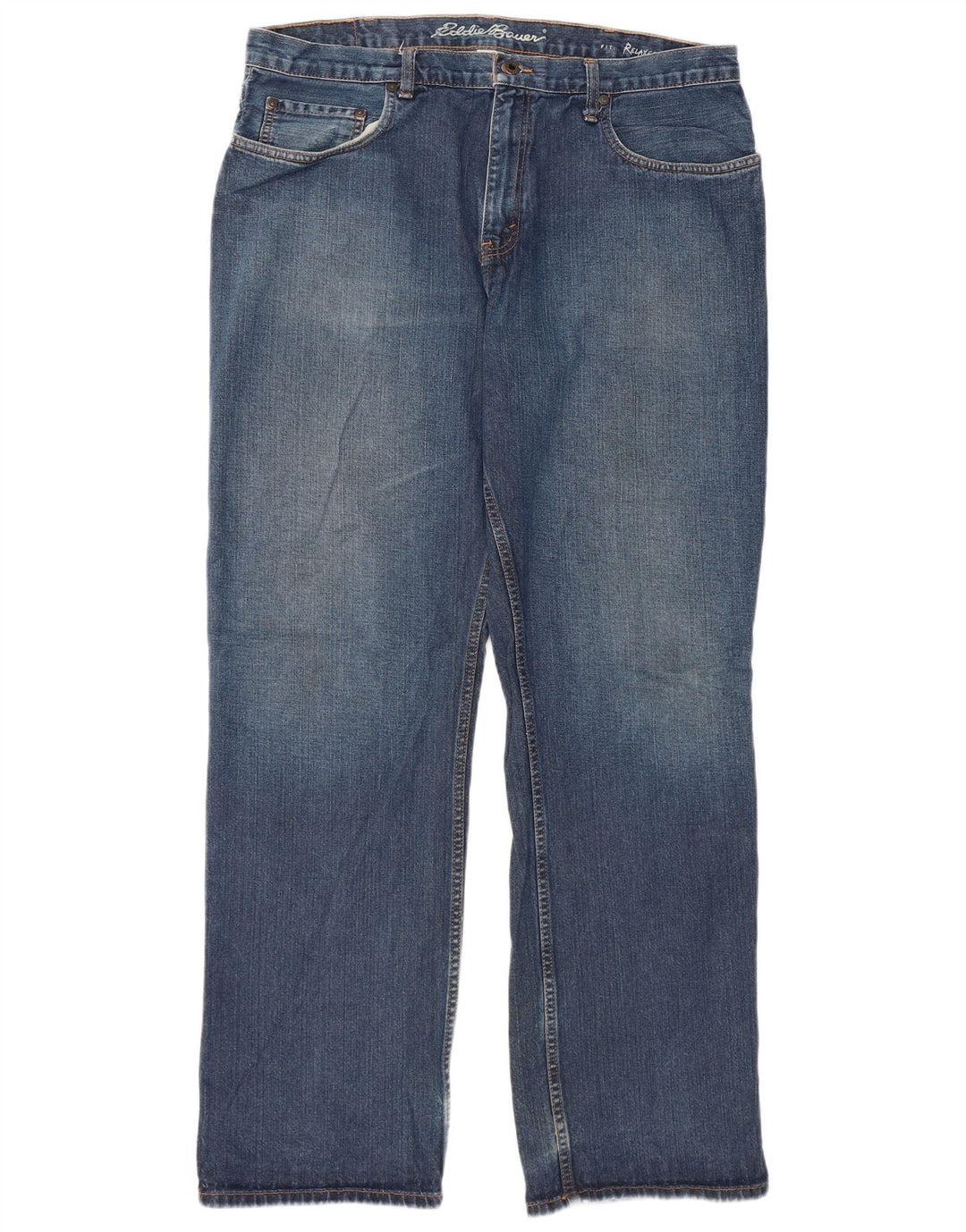 Jeans dritti da uomo con vestibilità rilassata Eddie Bauer W38 L34 cotone blu