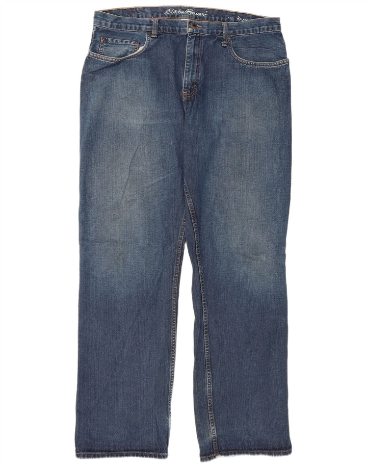 Jeans dritti da uomo con vestibilità rilassata Eddie Bauer W38 L34 cotone blu