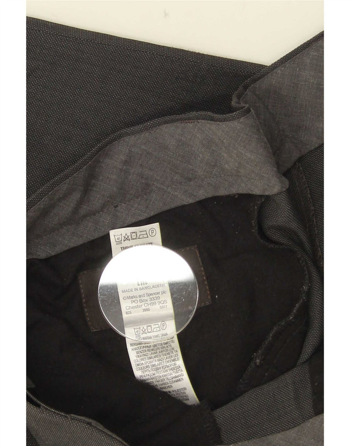 Pantaloni da abito regolari dritti da uomo Marks & Spencer W34 L29 poliestere grigio