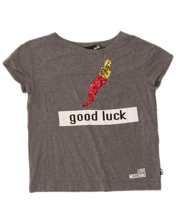 T-shirt grafica da donna MOSCHINO Top IT 42 Cotone screziato grigio medio