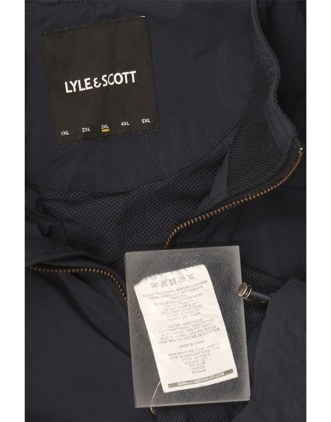 Giacca antipioggia da uomo Lyle & Scott UK 46 3XL Nylon color block blu navy