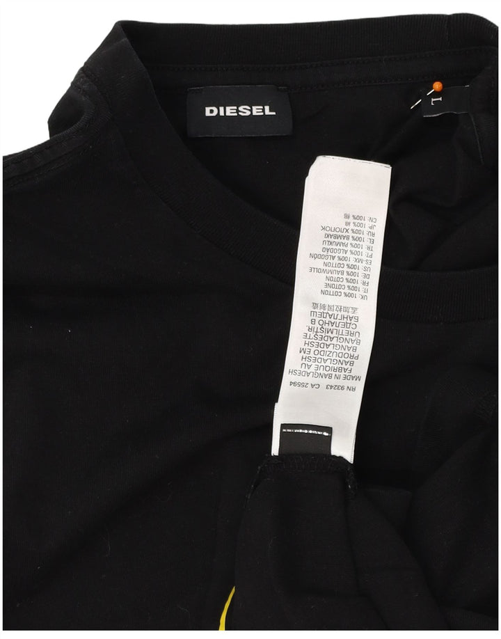 T-shirt grafica da uomo DIESEL Top grande in cotone nero
