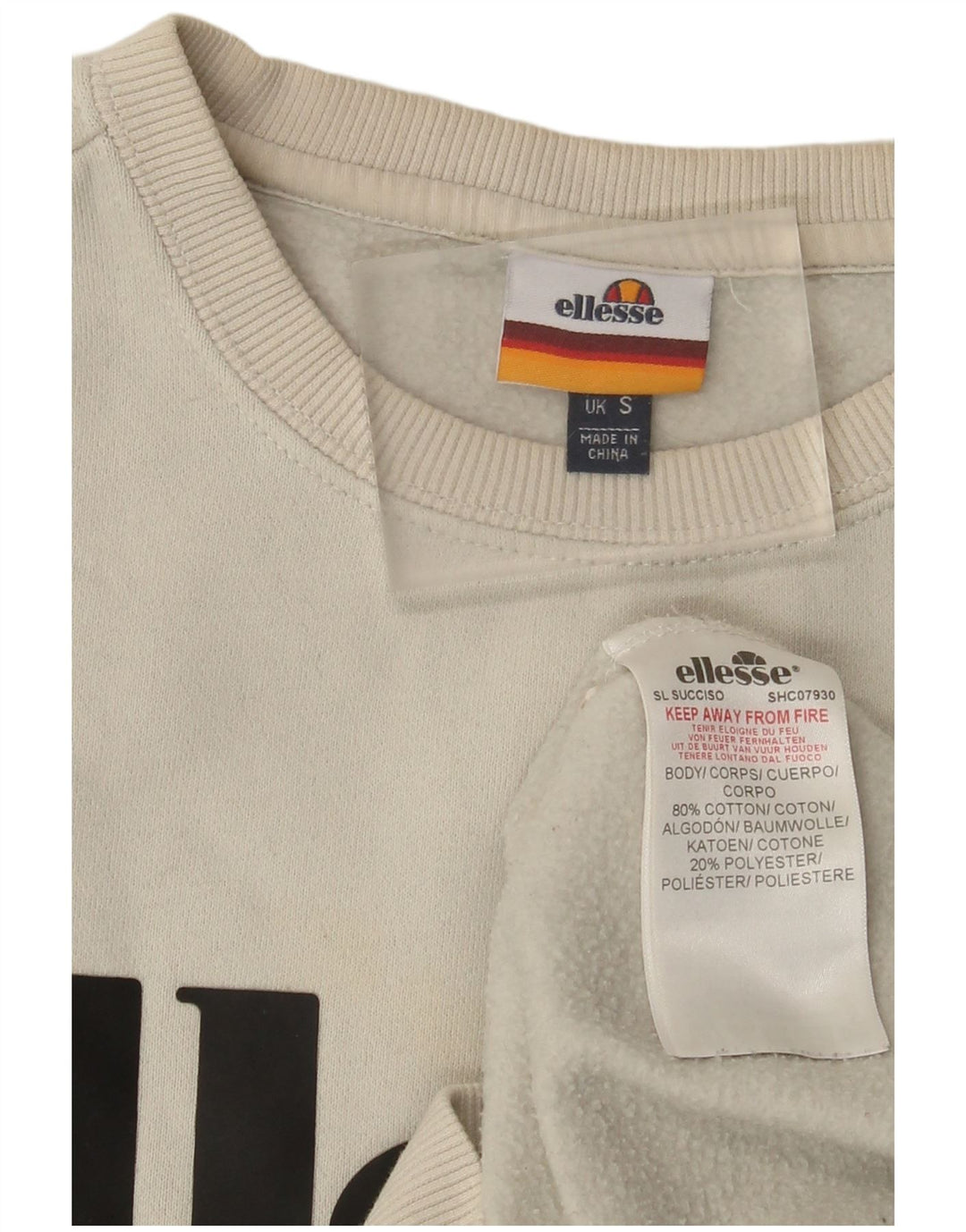 Felpa grafica da uomo Ellesse, maglione piccolo, cotone bianco