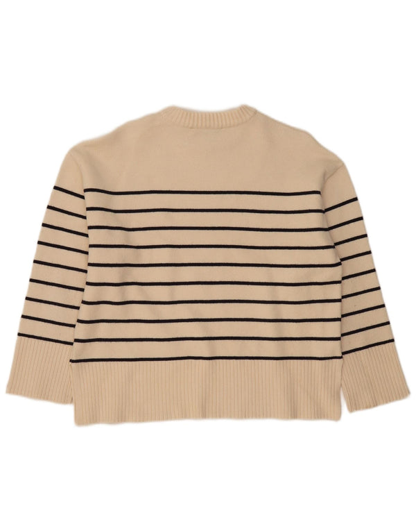 Maglione Zara da donna con scollo a barca UK 14 Viscosa a righe beige medio