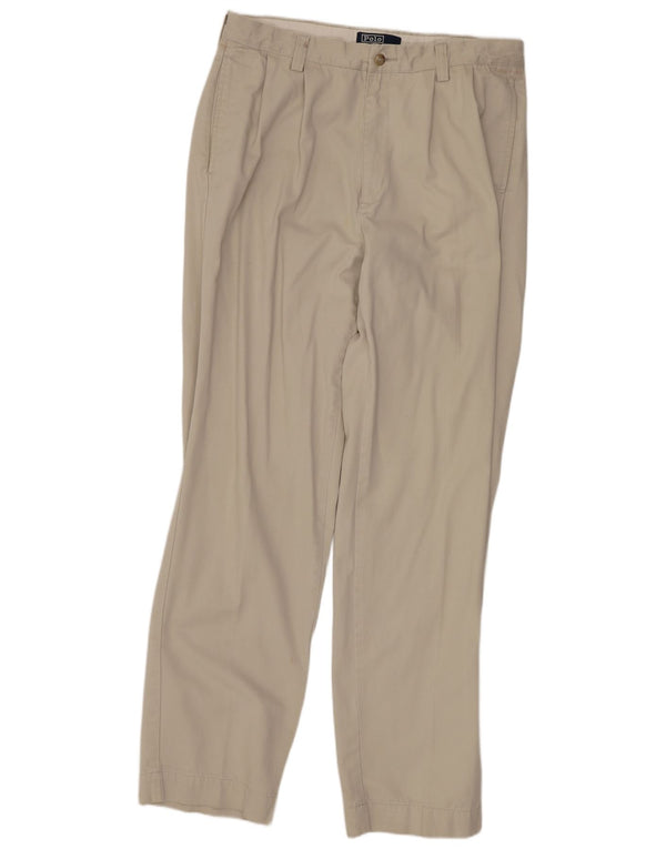Pantaloni chino con pegging da uomo Polo Ralph Lauren W34 L32 in cotone beige