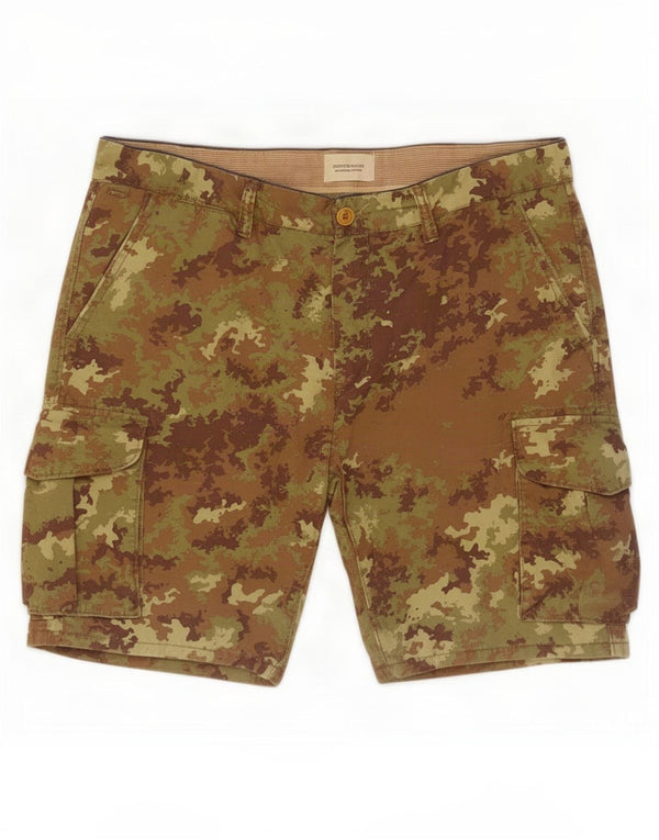 Scotch & Soda Mens Cargo Shorts W33 Large Khaki Camouflage Cotton