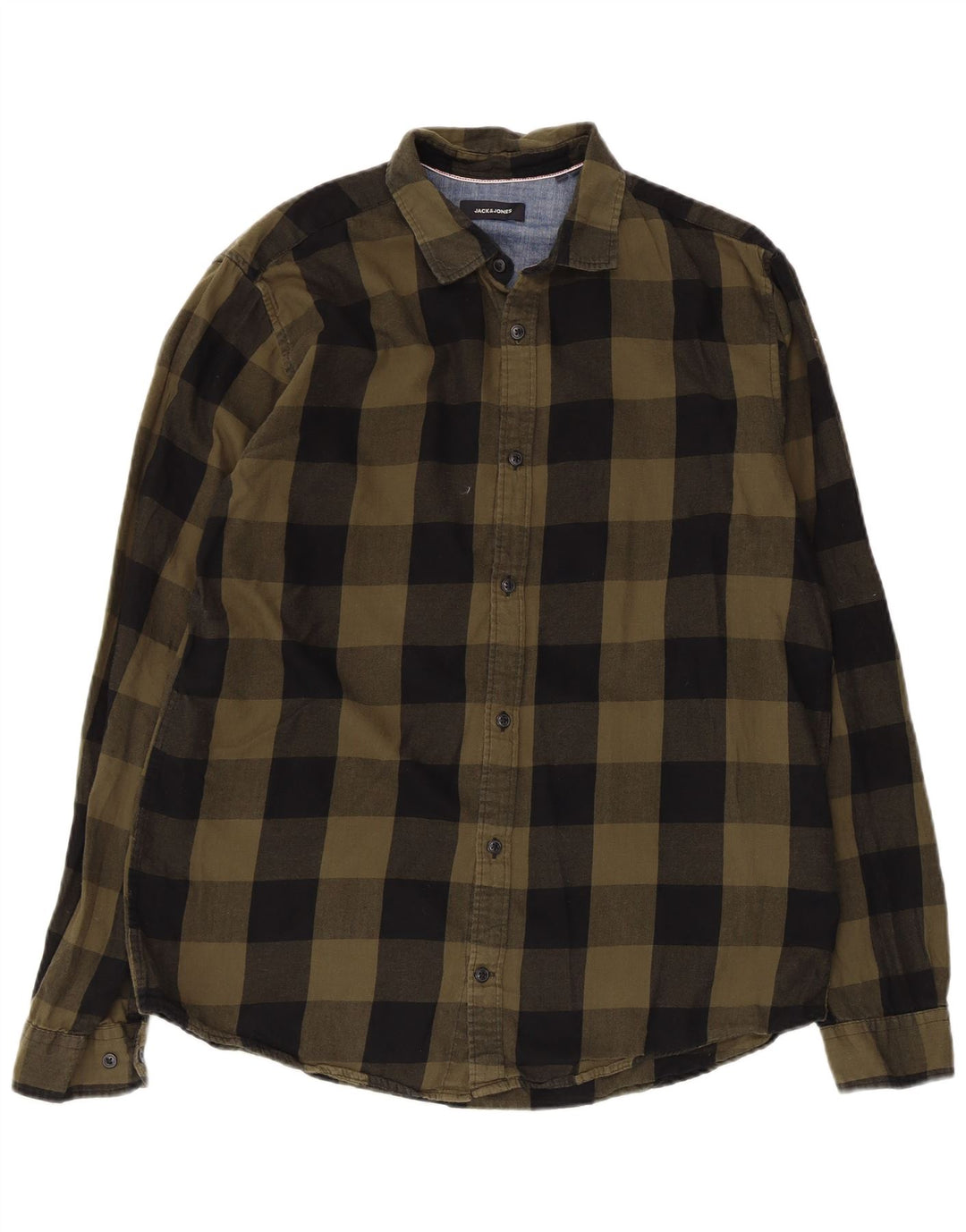 Camicia da uomo in flanella Jack & Jones XL in cotone a quadri kaki