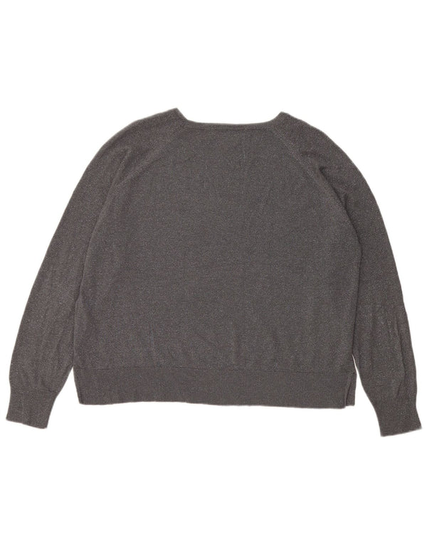 Maglione corto con scollo a barca da donna Zara UK 16 grande viscosa grigia