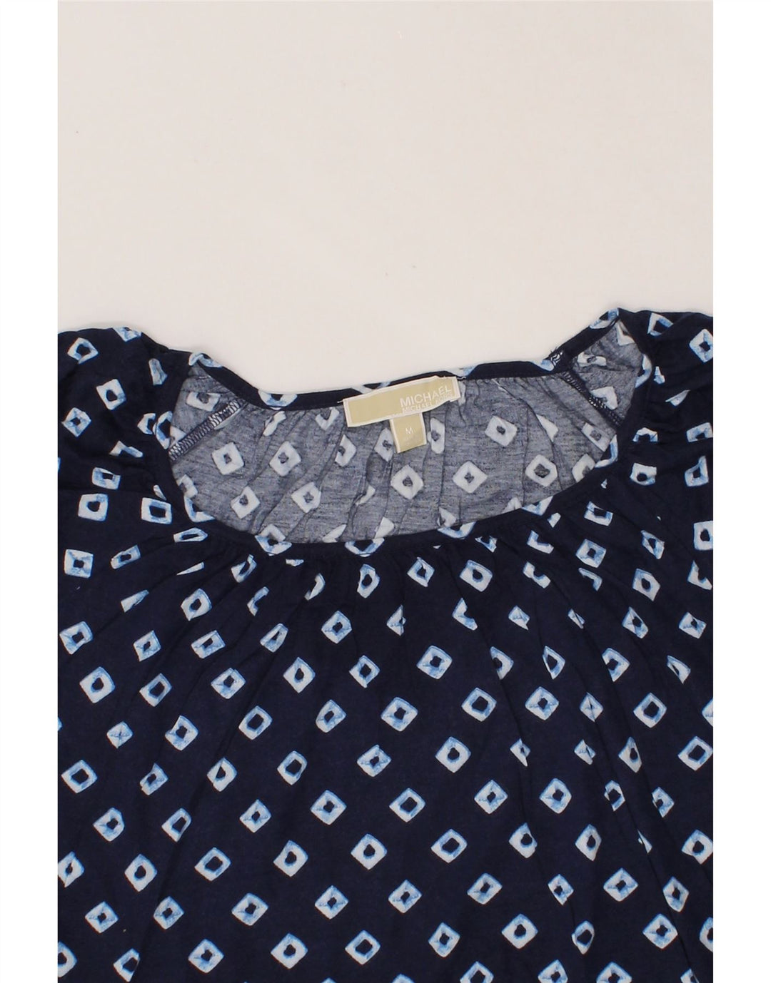 MICHAEL KORS Womens Crop Blouse Top UK 14 Medium Navy Blue Argyle/Diamond Vintage Michael Kors and Second-Hand Michael Kors from Messina Hembry 
