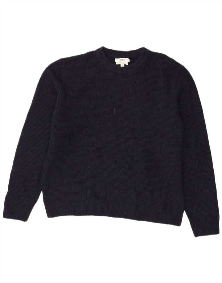 Maglione maglione girocollo da uomo Marks & Spencer grande acrilico blu navy