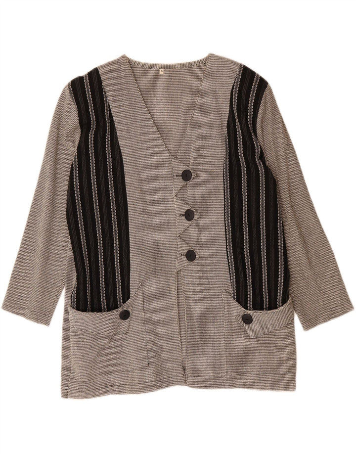 Giacca blazer oversize da donna vintage UK 16 grande blocco di colore grigio