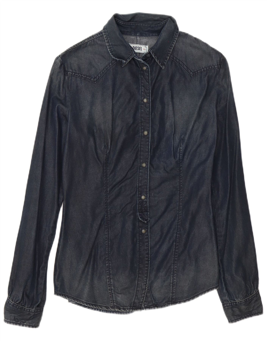 Camicia di jeans da donna Diesel UK 12 cotone blu navy medio
