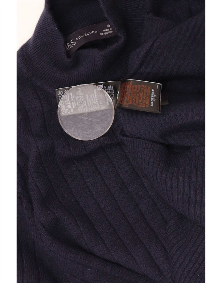 Maglione maglione a collo alto da donna Marks & Spencer UK 10 piccolo blu navy