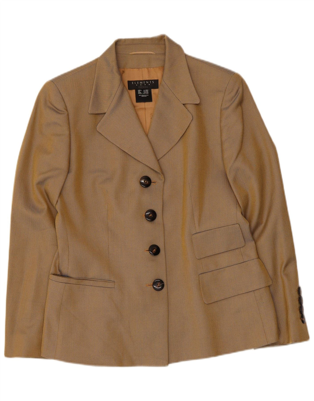 Giacca blazer da donna Elements Escada UK 12 Beige medio a spina di pesce