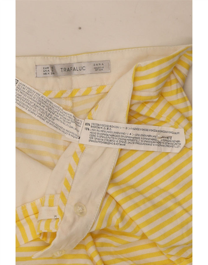 Pantaloni caldi da donna Zara piccoli W26 viscosa gessata gialla