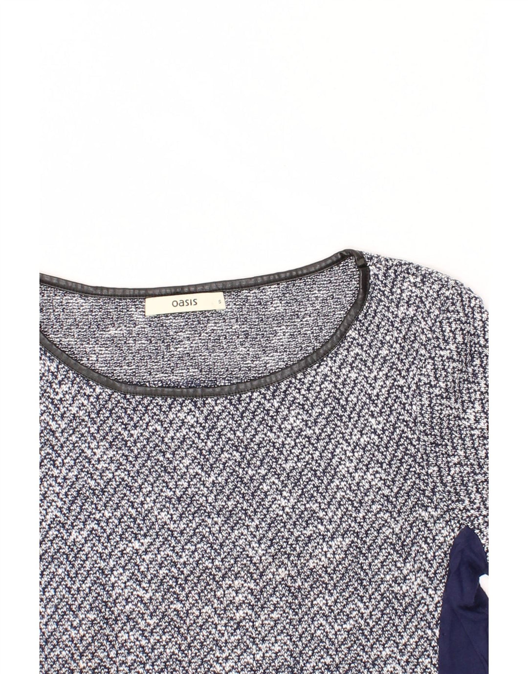 OASIS Womens Top 3/4 Sleeve UK 10 Small Navy Blue Colourblock Polyester Vintage Oasis and Second-Hand Oasis from Messina Hembry 