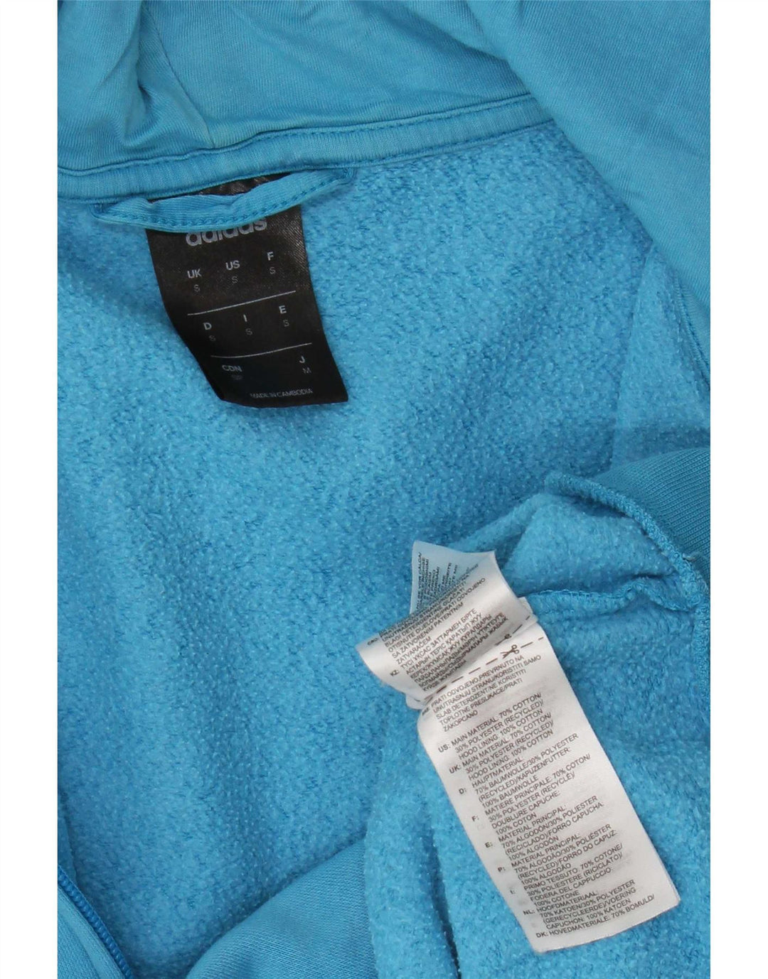 Maglione con cappuccio e zip Adidas da uomo piccolo in cotone blu